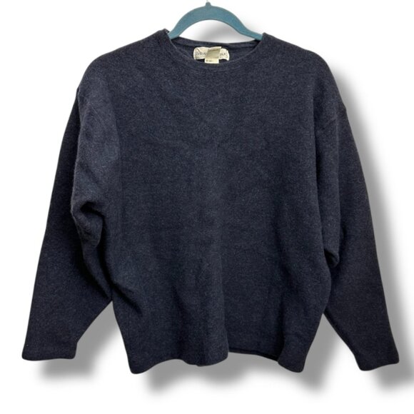 Vintage 90s Banana Republic Dark Blue Thick Merino Wool Sweater Women's Size XL - Picture 1 of 13